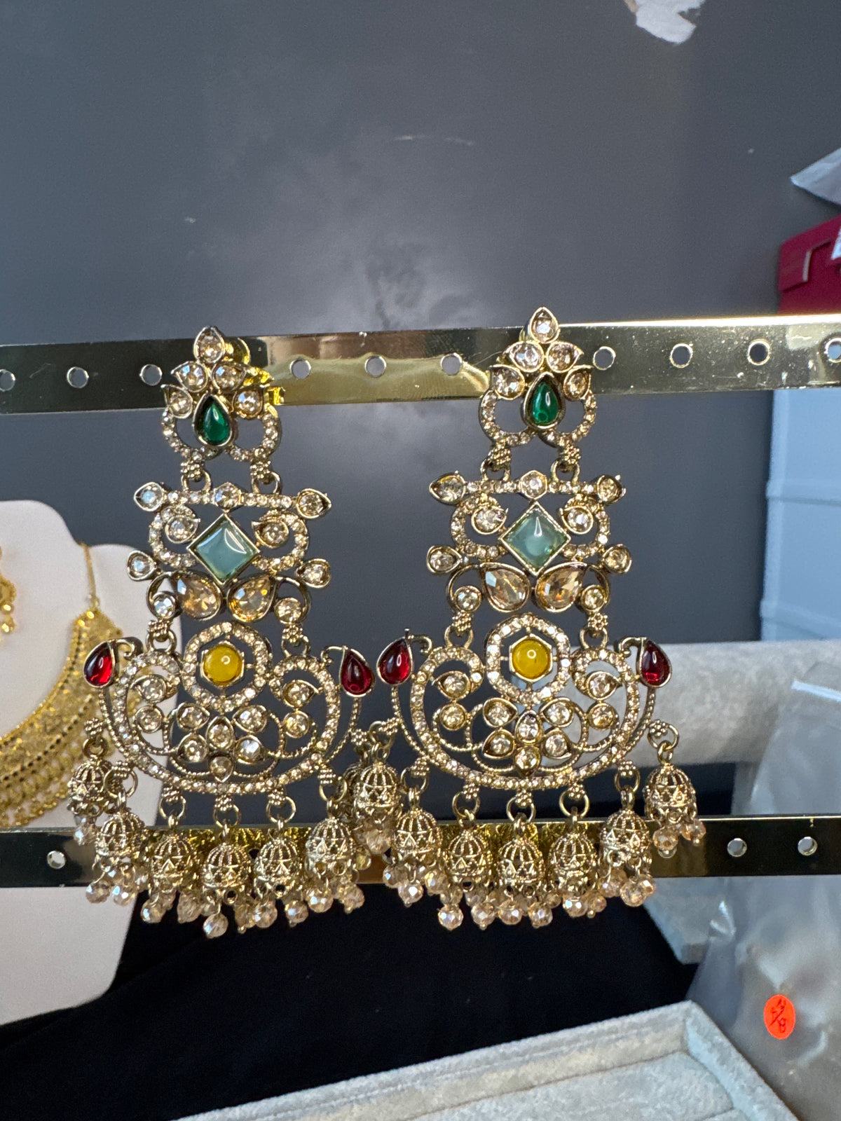 Kundan Multicolour Chandelier Statement Earrings