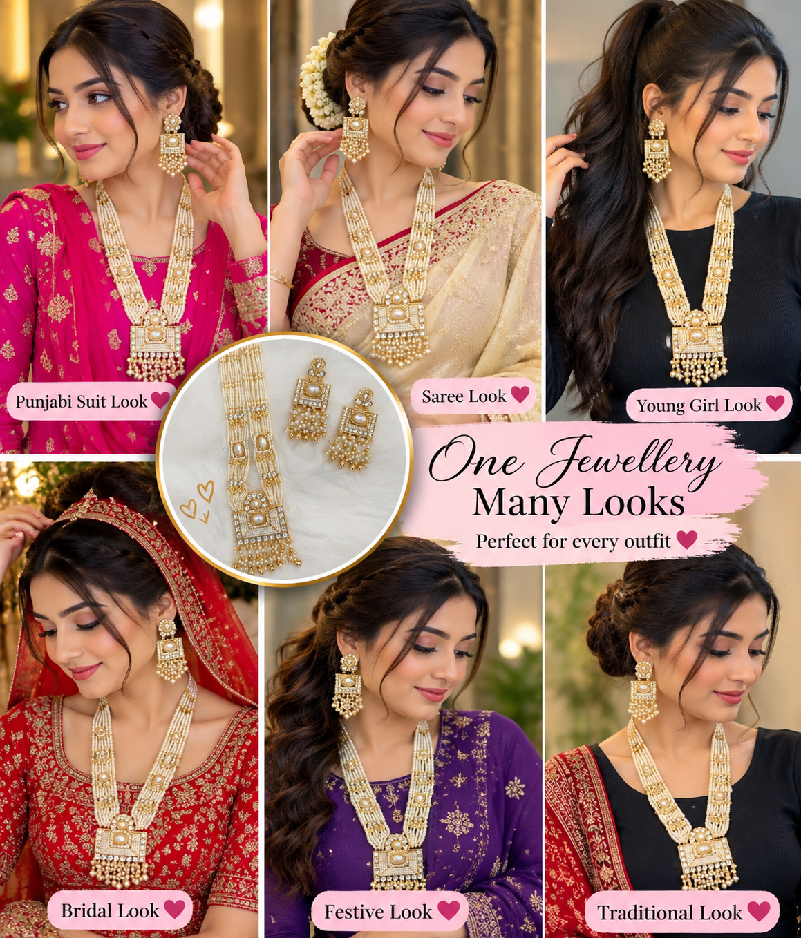 Elegant Pearl Rani Haar Necklace Set with Matching Earrings