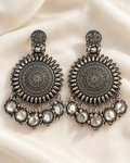 Oxidised Silver Floral Statement Earrings