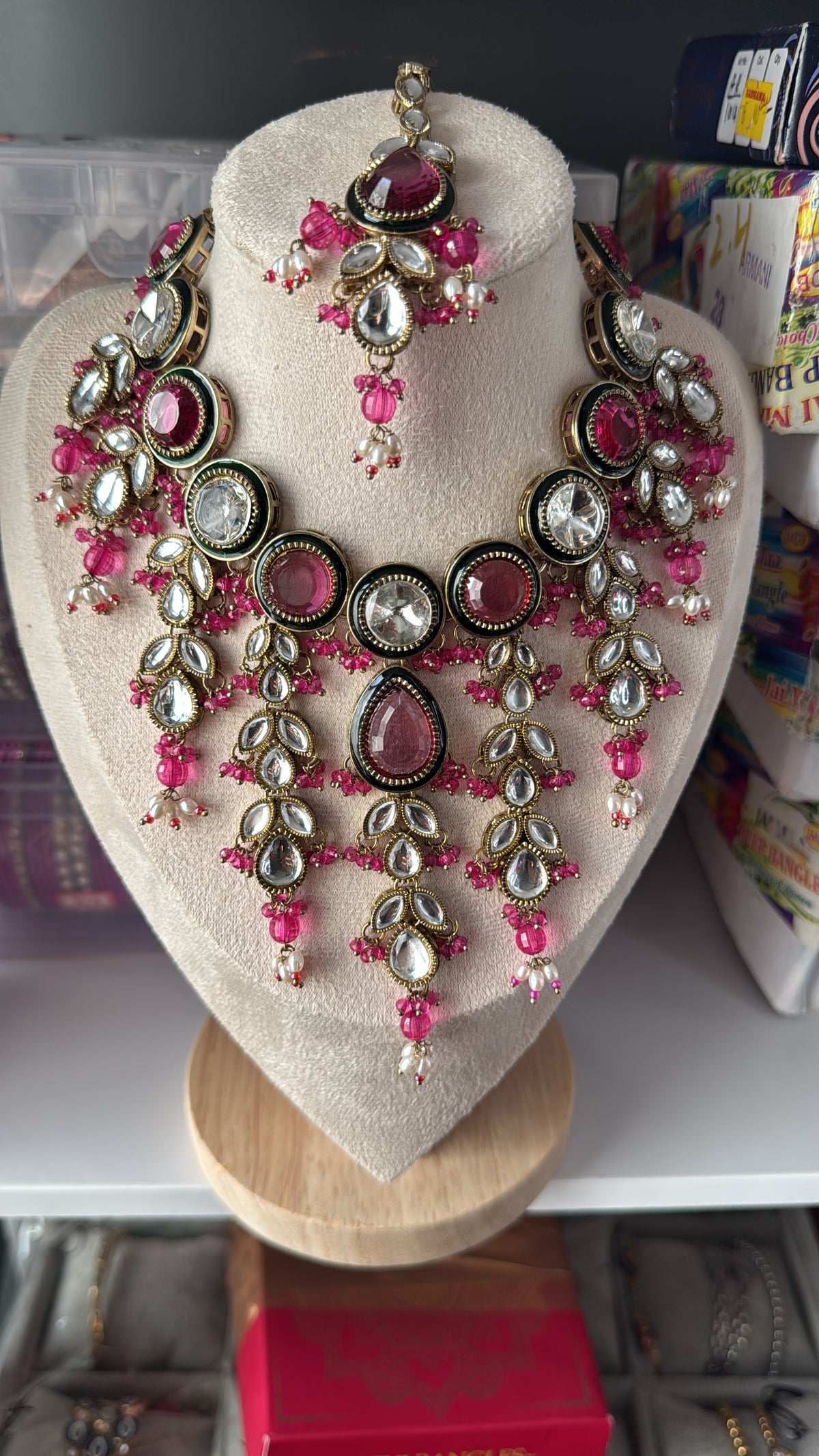 Royal Kundan Meenakari Necklace Set with Earrings & Maang Tikka