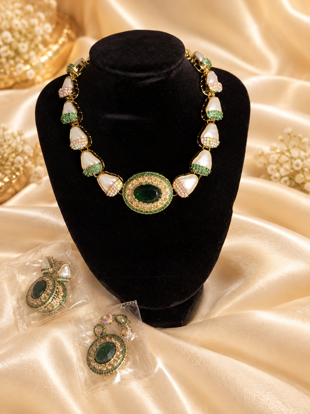 Royal Multicolour Kundan Necklace Set – Adjustable Traditional Indian Jewellery