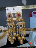 Kashmiri Style Kundan Statement Chandelier Earrings