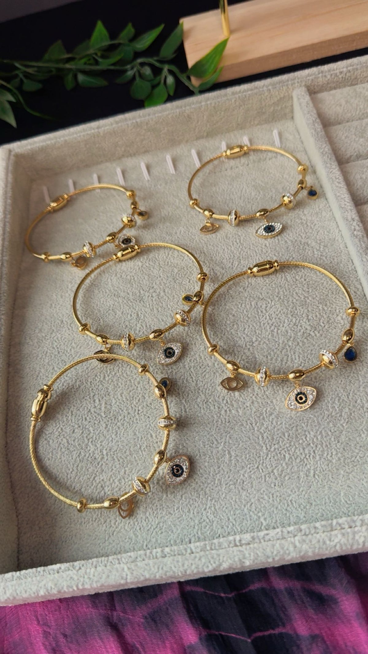 Gold Plated Evil Eye Charm Bracelet