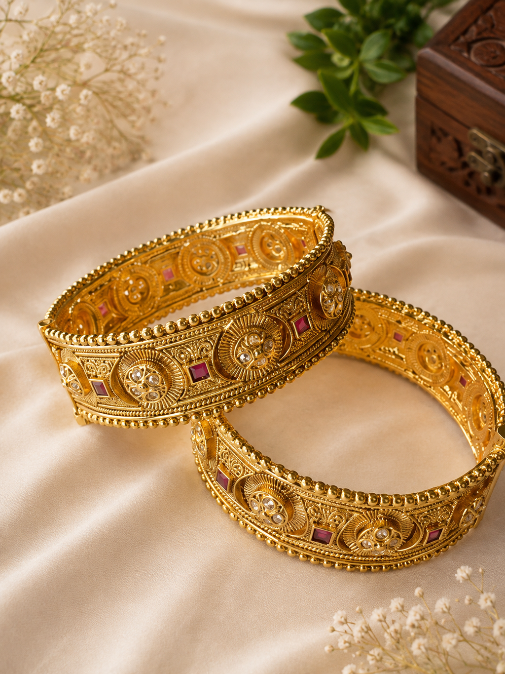 Traditional Gold Plated Designer Bangle Set