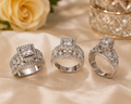 Elegant Square Cut Crystal Statement Ring – Silver