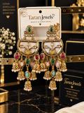 Kundan Multicolour Pearl Chandelier Earrings