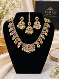 Elegant Kundan Pearl Bridal Jewellery Set – Multicolour & Gold White