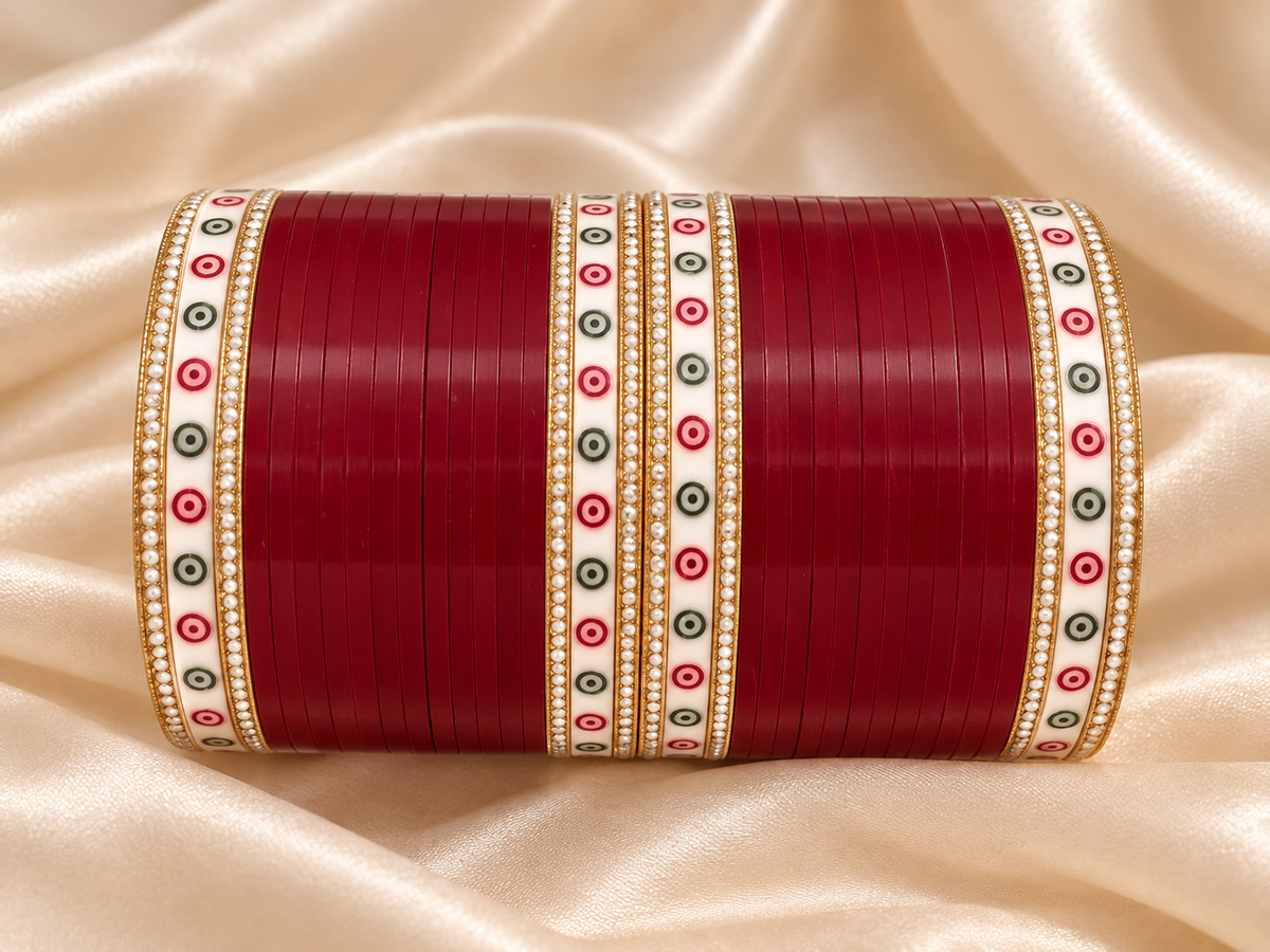Maroon Red Punjabi Bridal Chooda Set – Both Hands