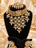 Premium Gold-Tone Waterfall Necklace Set with Bahubali-Style Earrings