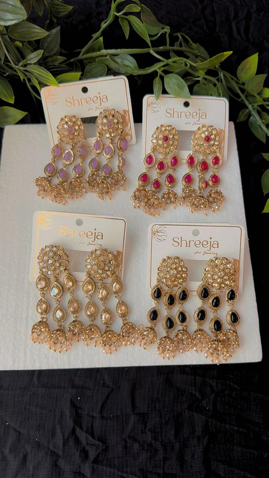 Elegant Kundan - Style Drop Earrings