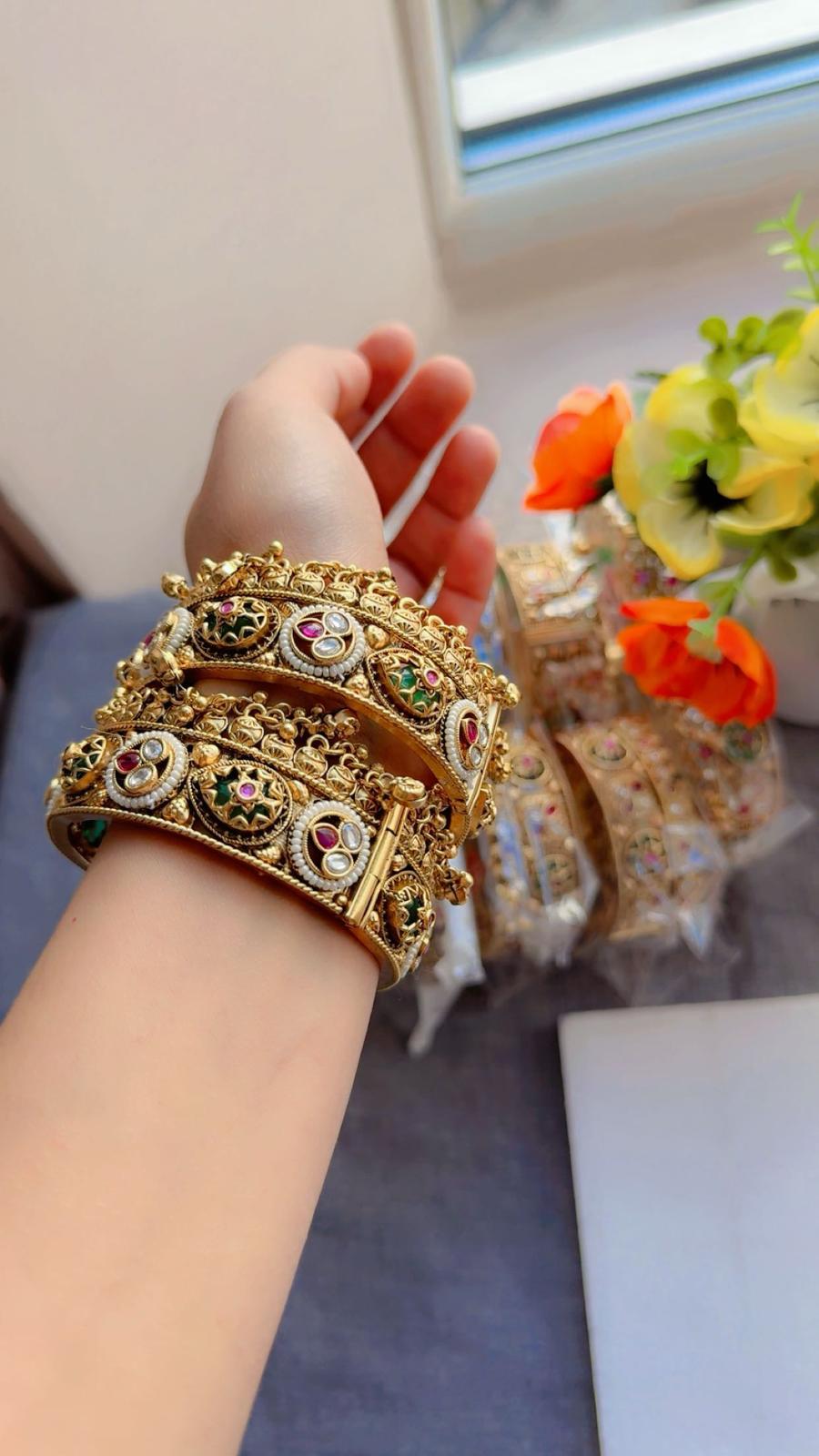 Kashmiri kadda - Traditional gold finish  Bangles