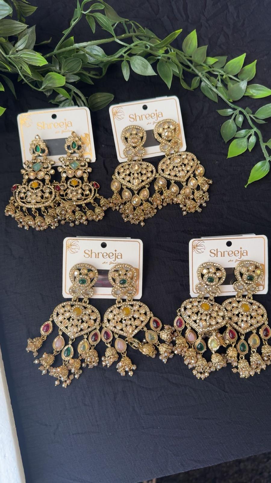 Elegant Kundan Statement Drop Earrings