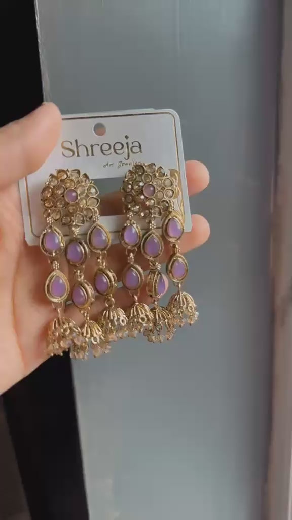 Elegant Kundan - Style Drop Earrings